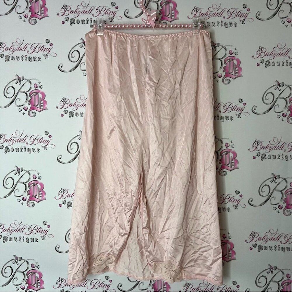 Skirt long slip style shiny shimmer light baby pink Elegant Pink Satin Skirt